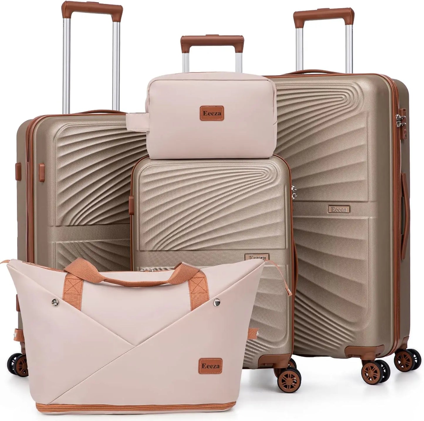 5 Piece ABS Luggage Set With TSA Spinner Wheels Lightweight