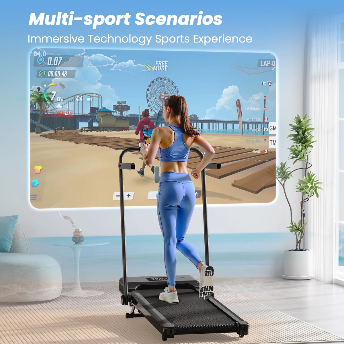 Superun 3.0HP Foldable Treadmill With Incline Handle And Remote Control