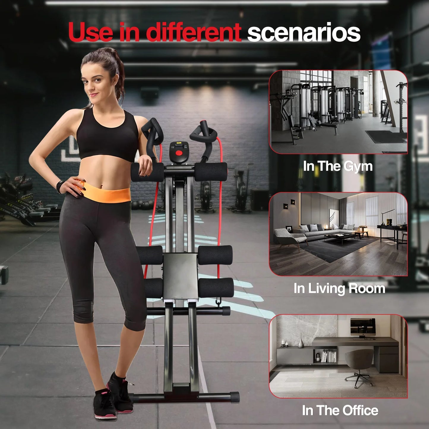 Dual Track Adjustable Foldable ABS Machine LCD Display Resistance Bands