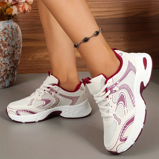 Womens Mesh Platform Walking Sneakers With Chunky Non Slip Sole