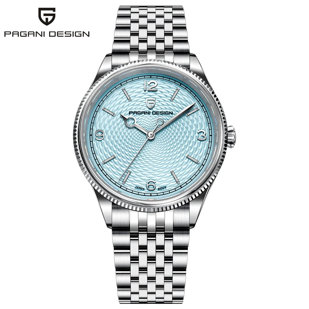 PAGANI DESIGN Retro Ripple Quartz Watch With Sapphire Crystal Bracelet