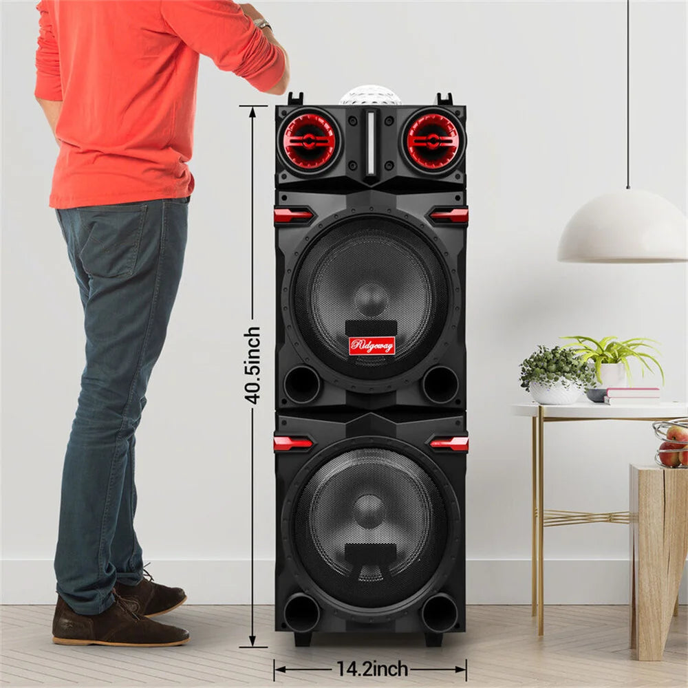 CURUK 9000W Bluetooth Speaker Dual Woofer Karaoke DJ System Mic