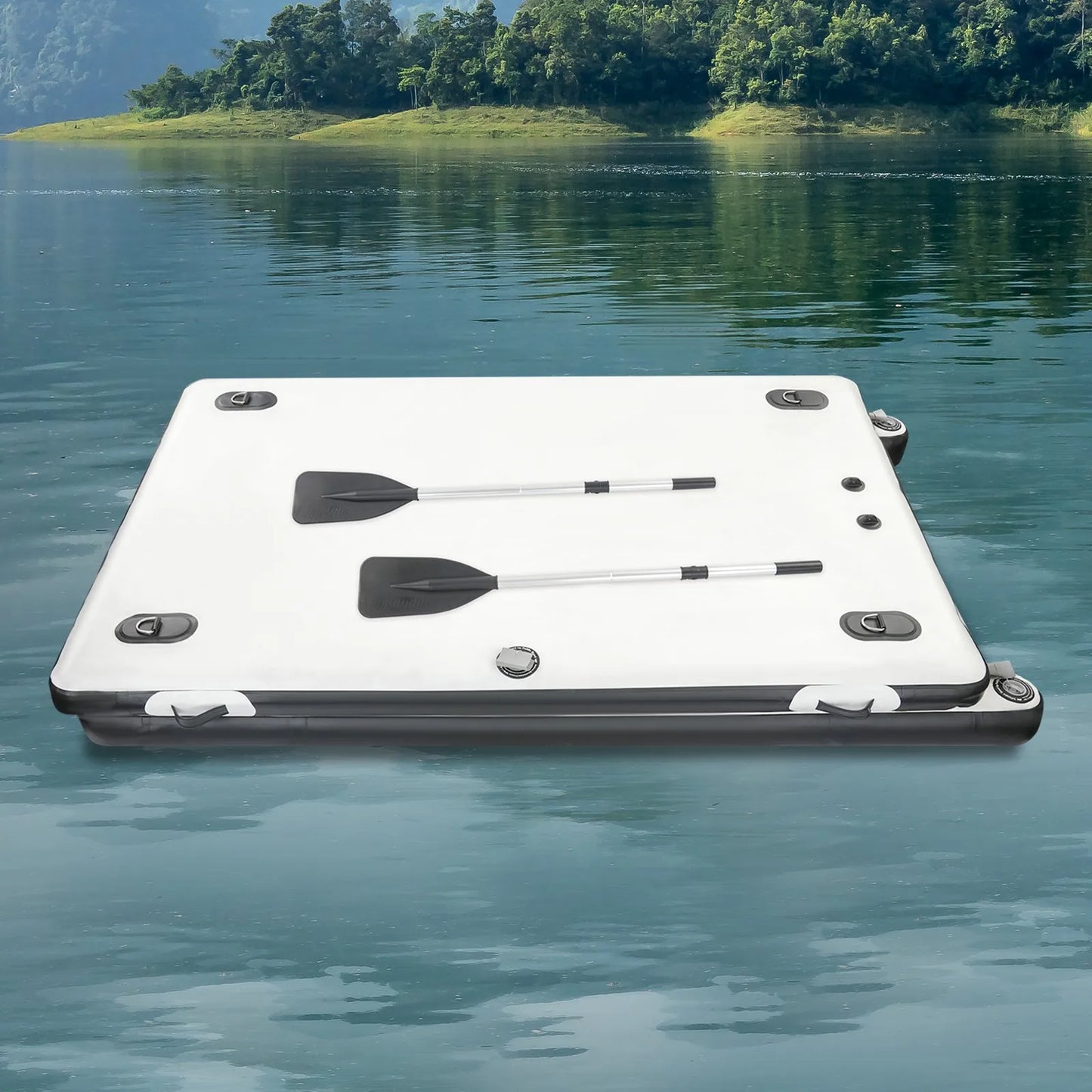 Portable Fishing Boat Inflatable Swimming Dock With 8.2 Ft Platform For Stable And Safe Family Water Activities