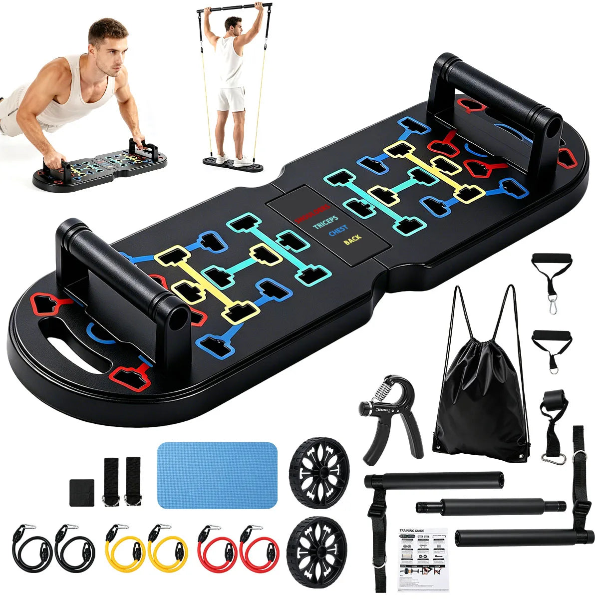 Foldable Push Up Board With Resistance Bands For Fitness