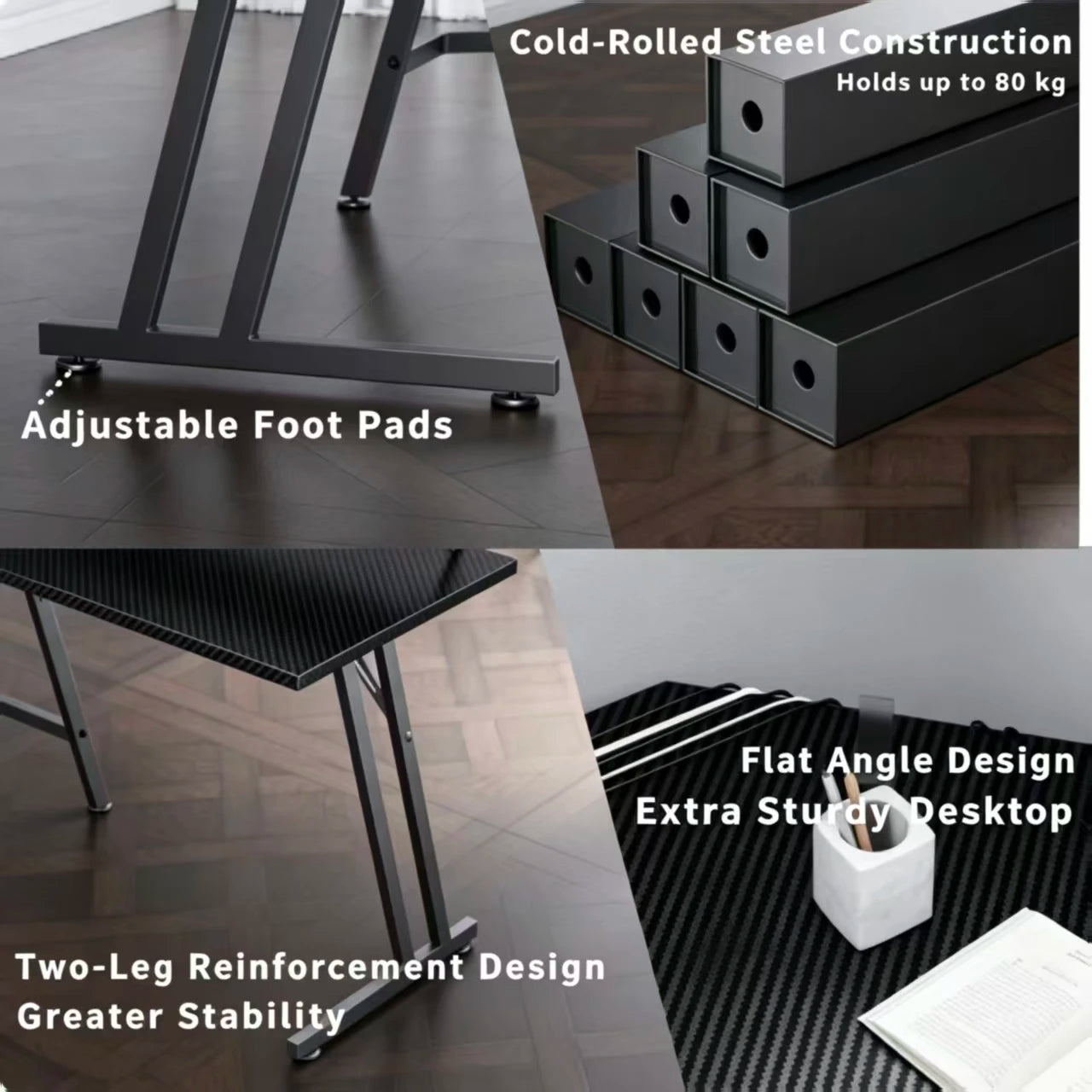 NEBMAAX L Shaped Gaming Desk With Monitor Riser Stand