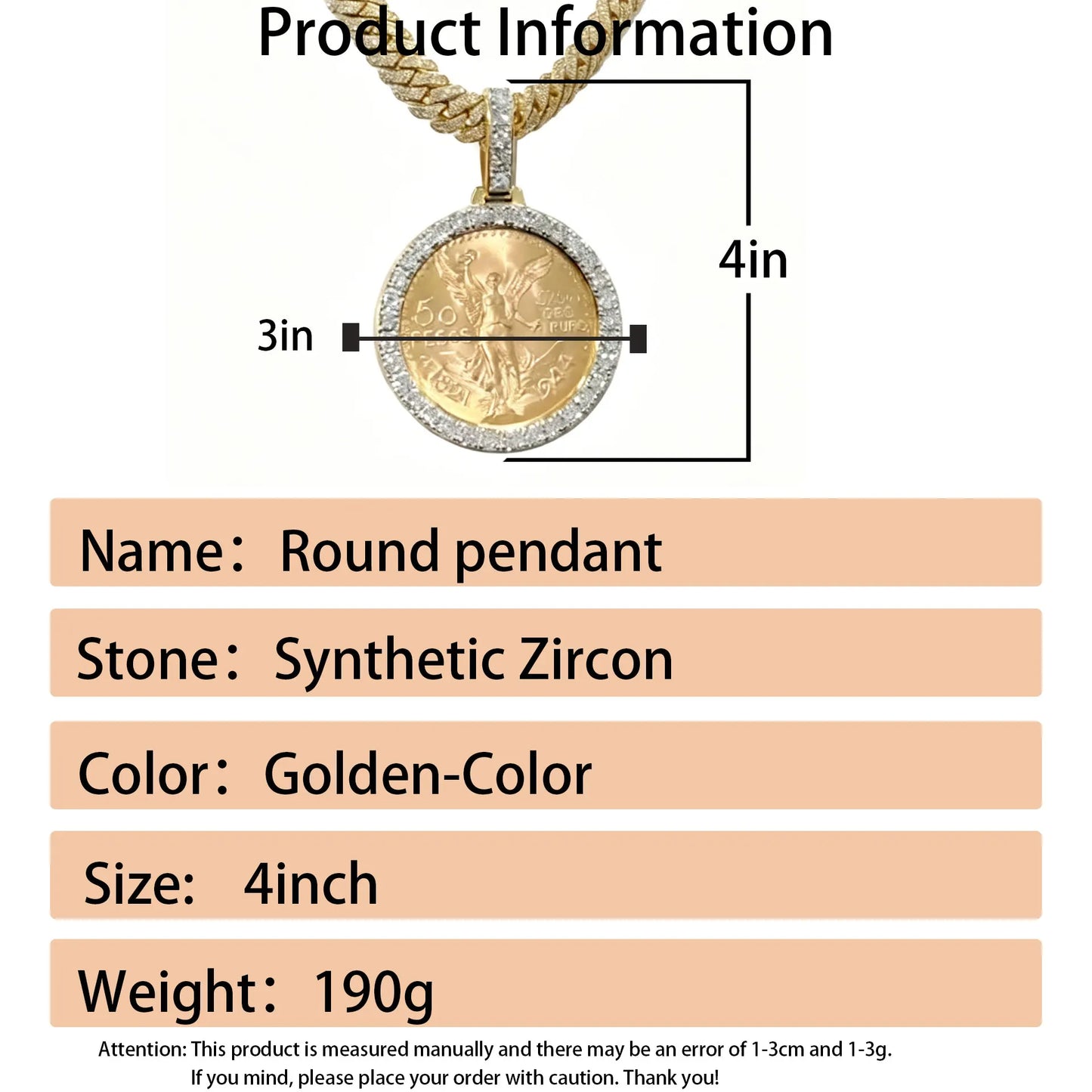 Lyee Cyee Gold Plated Cubic Zirconia Coin Pendant Necklace