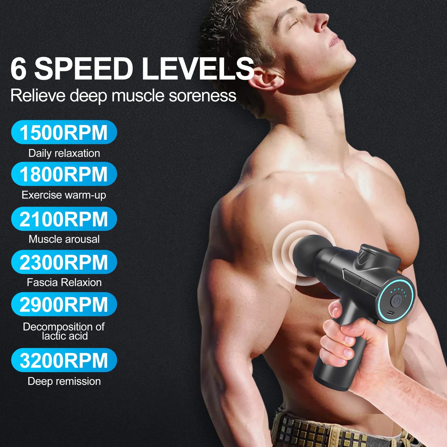 Leercon Portable Massage Gun Deep Tissue Body Fascial Massager