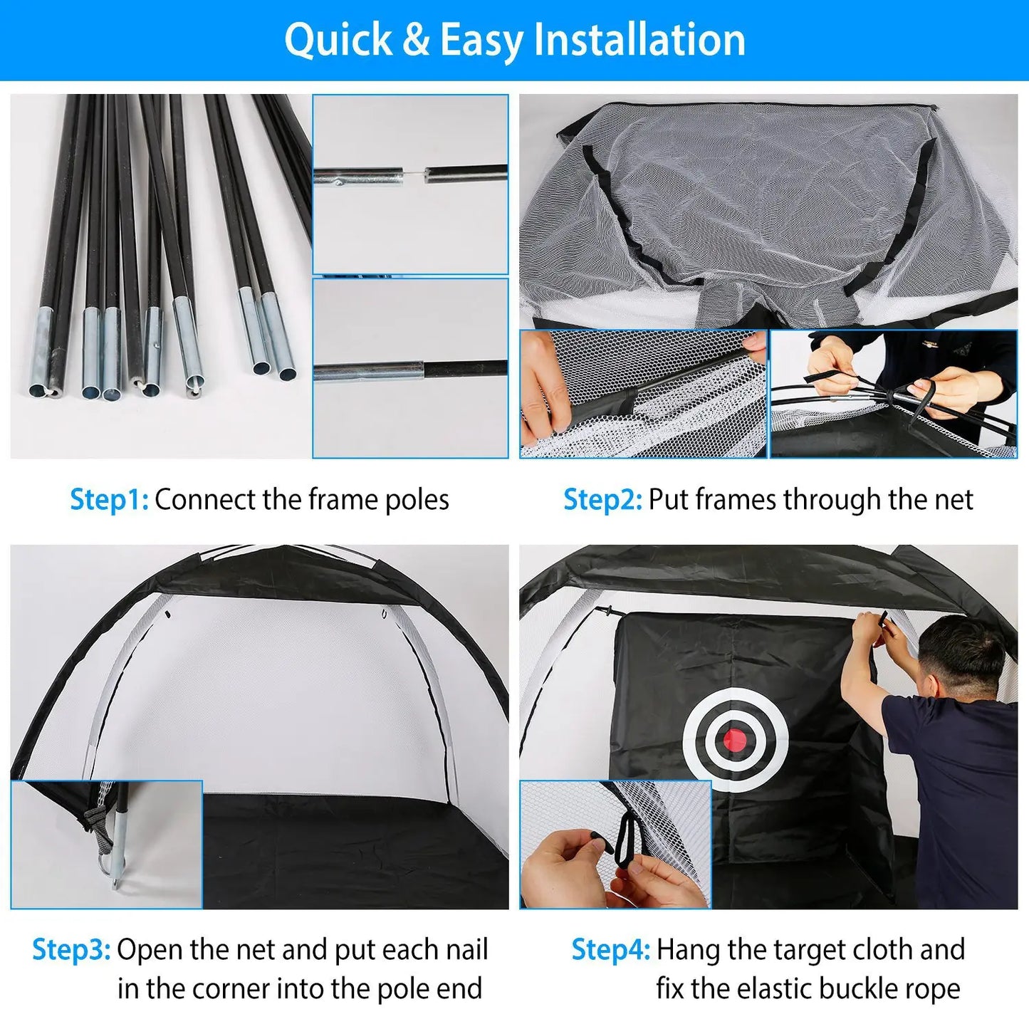 Golf Practice Net With Carry Bag For Backyard Driving Range Portable Heavy Duty Mesh Swing Trainer