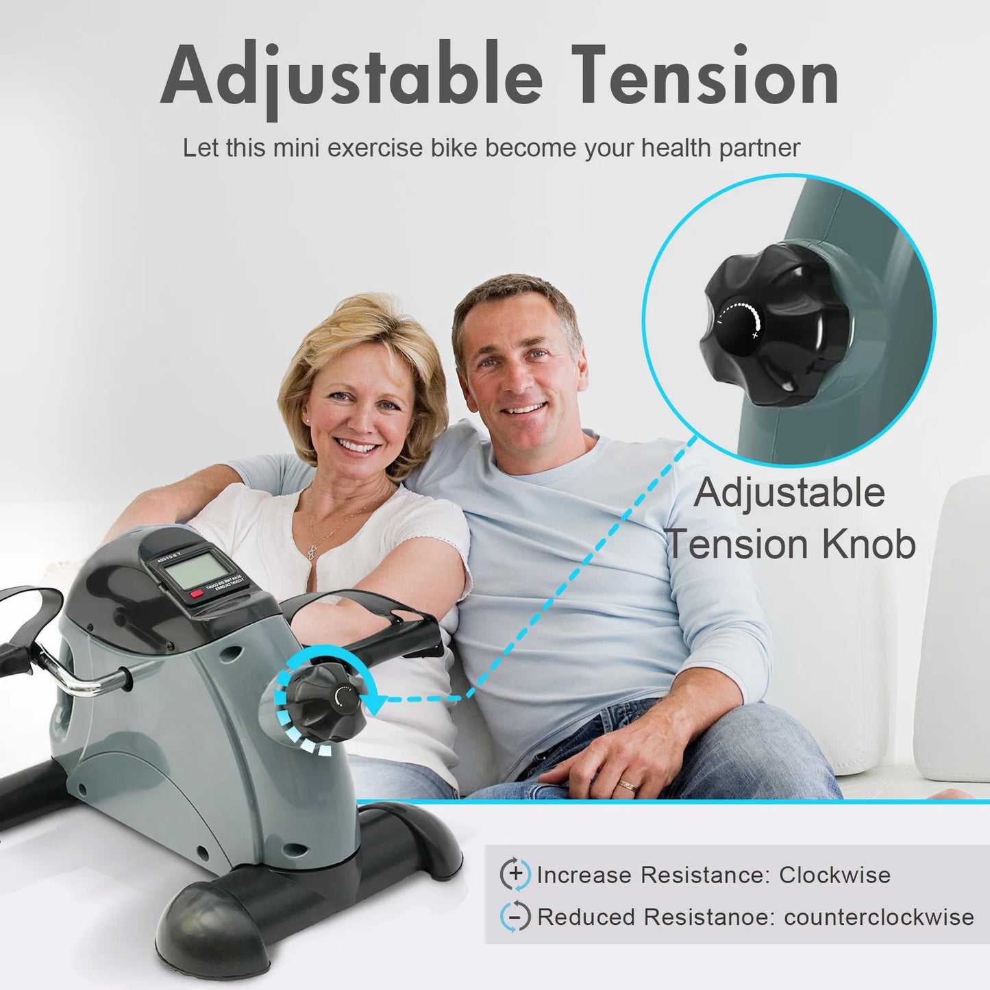 Motorized Mini Under Desk Pedal Exerciser Bike With Digital Display