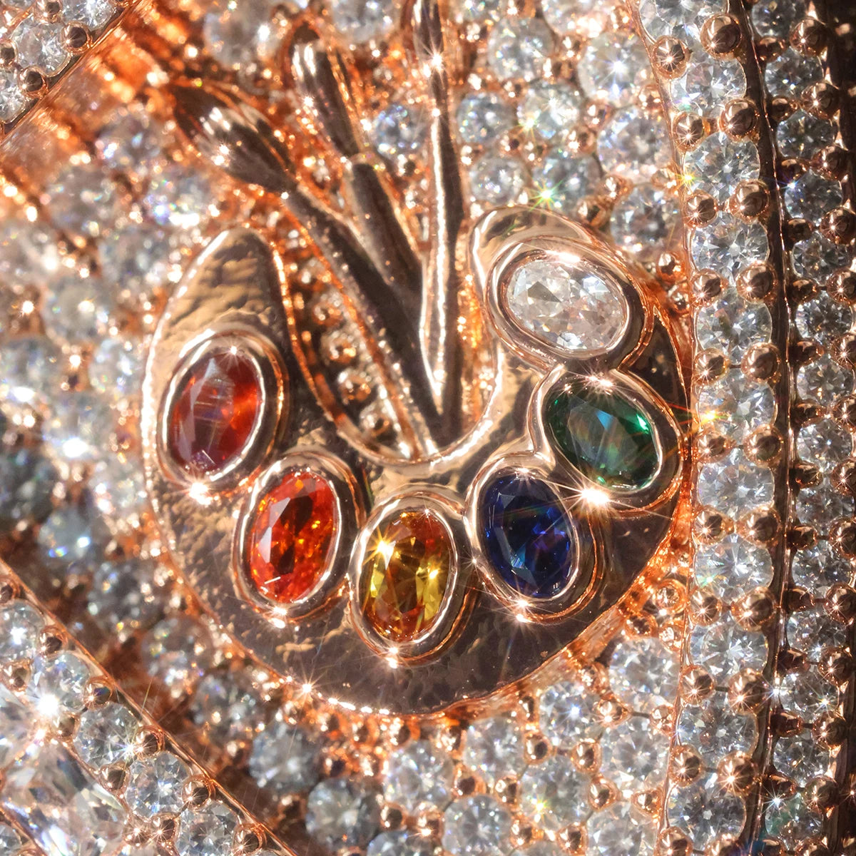 House Of Vision Iced Shield CZ Pendant Rose Gold Necklace