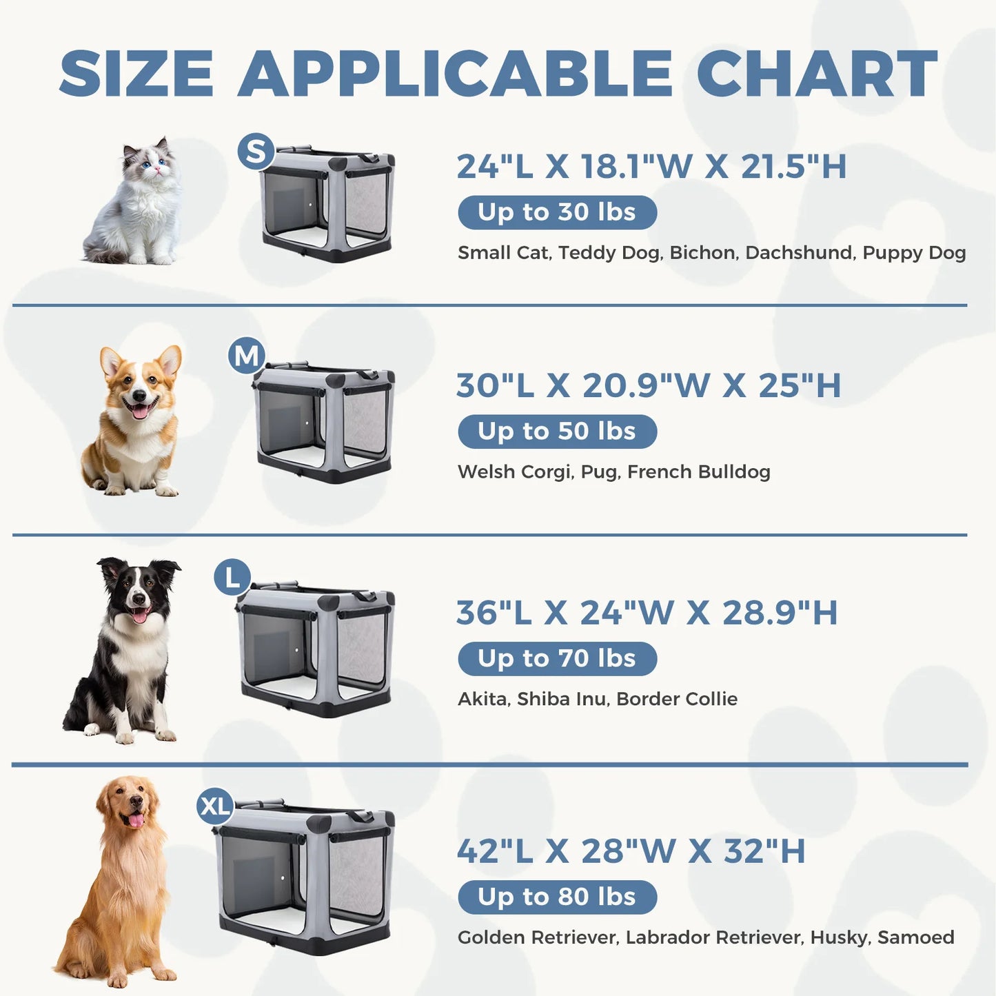 JHK Foldable Soft Dog Crate Portable Pet Kennel For Dogs