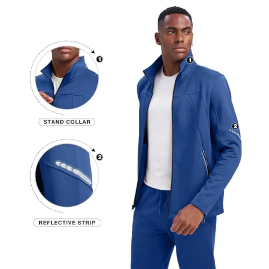 Rdruko Mens Fleece Tracksuit 2 Piece Warm Winter Athletic Set For Joggers And Home Workouts