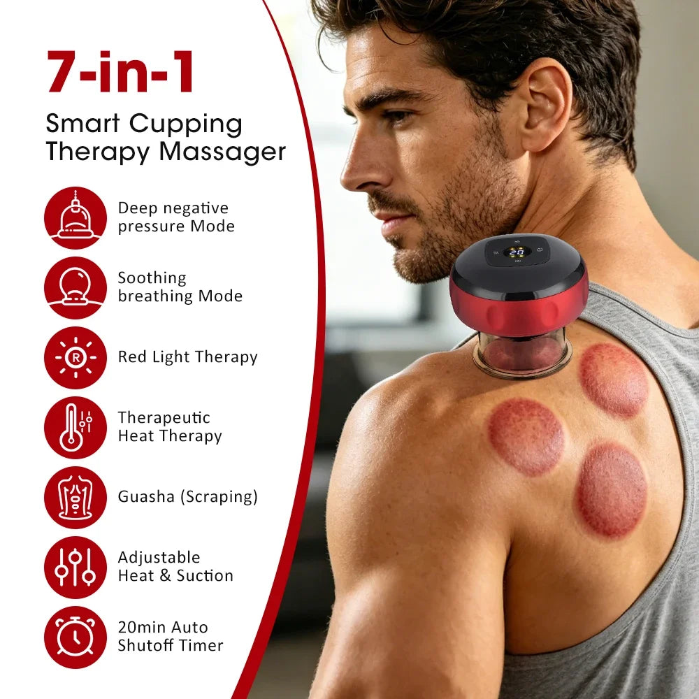 Heated Cupping Massager With Gua Sha And Adjustable Suction