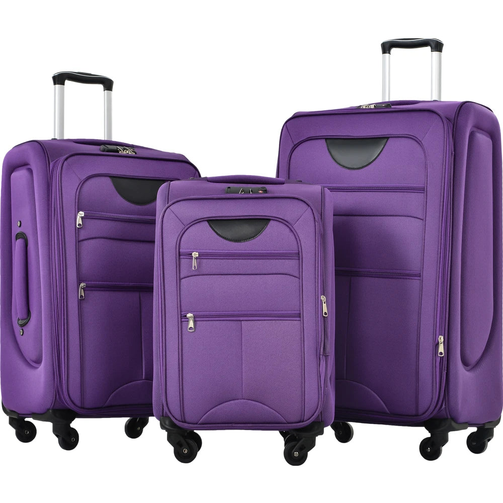 Softside Luggage Expandable Three-Piece Set With TSA Lock