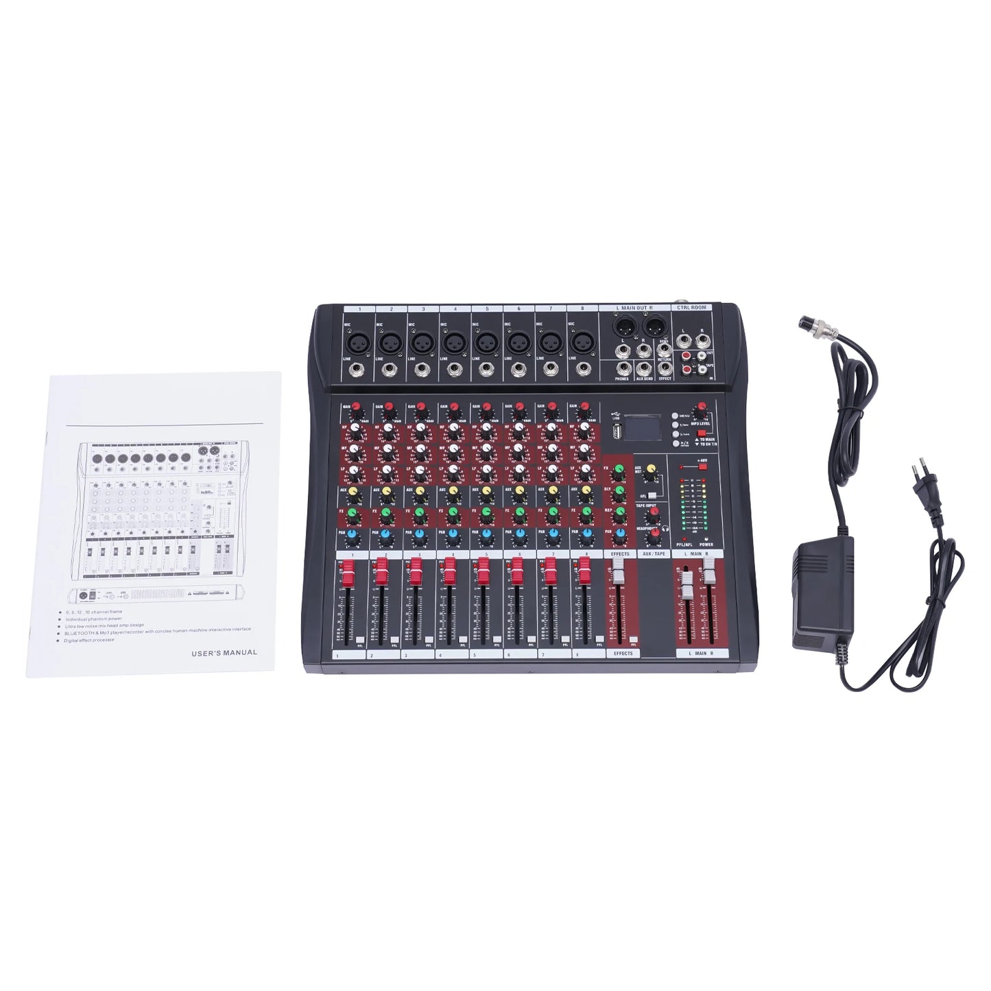 Bymaocar 7 8 Channel Professional Mixer With Bluetooth USB Recording