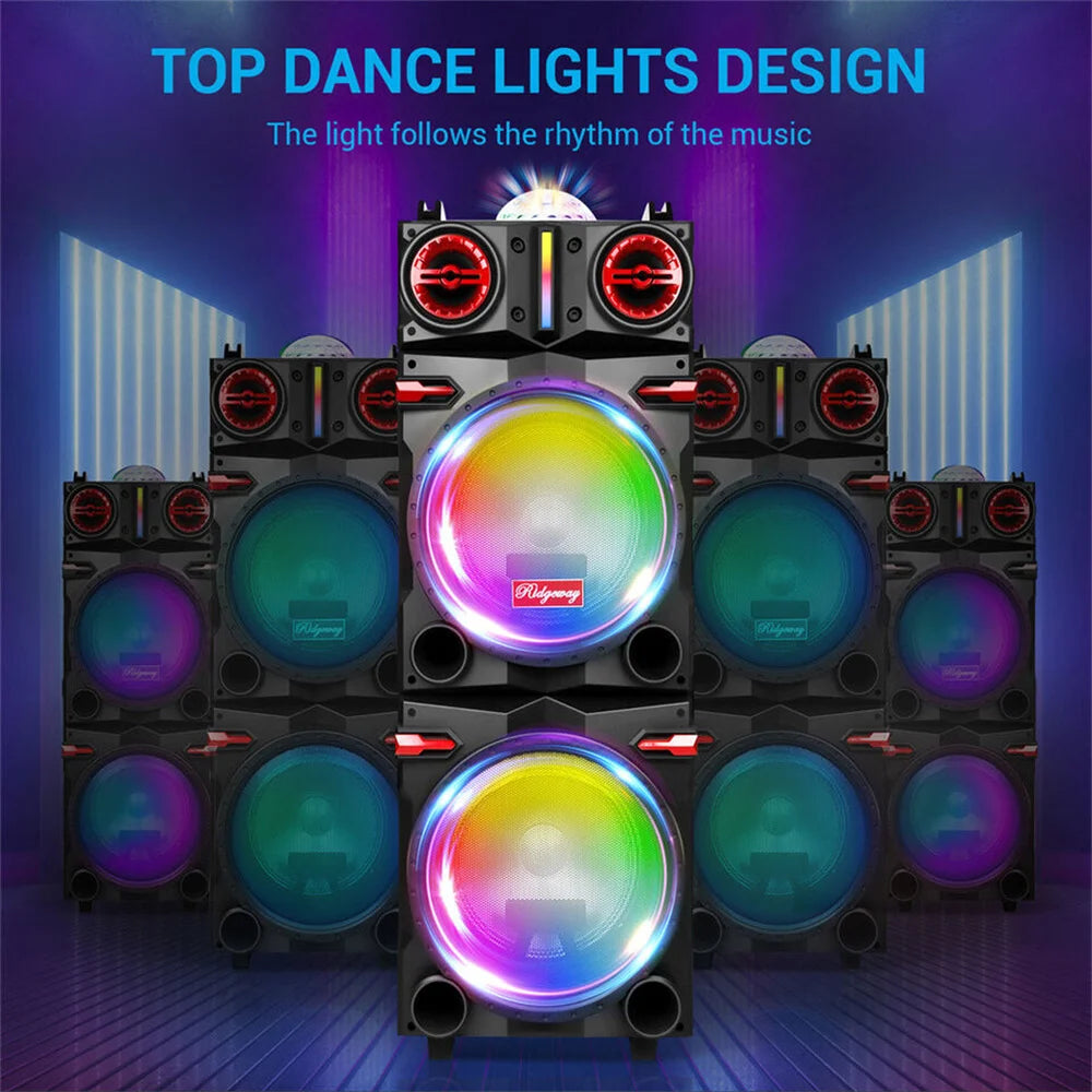 CURUK 9000W Bluetooth Speaker Dual Woofer Karaoke DJ System Mic