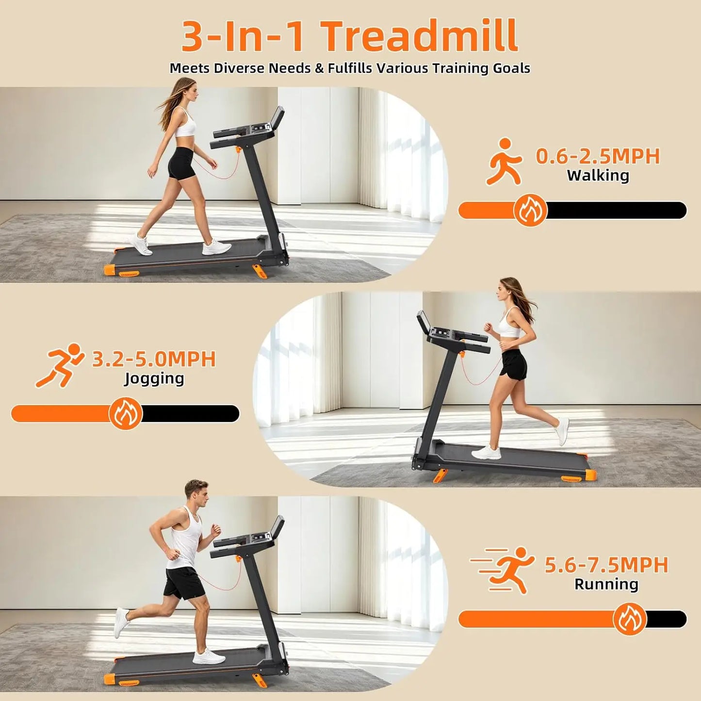 Foldable Walkpad Treadmill With 12 Incline And Led Display