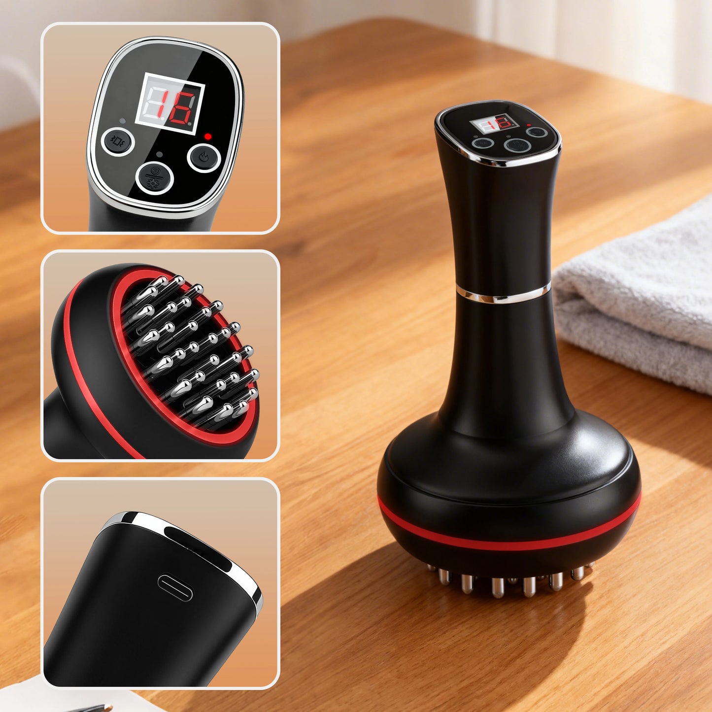 Aedwdpe Electric Heated Vibration Meridian Body Massage Brush