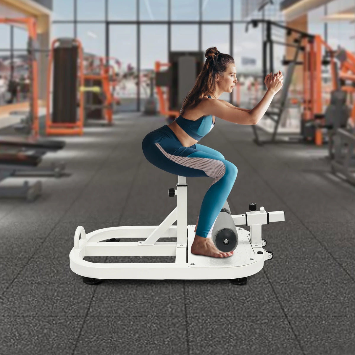 Multi-Function Deep Squat Bench, Home Gym Workout Station Leg Exercise Machine with Adjustable Depth 5 Settings, 551 lbs Capacity, for Squats Lunges Push-Ups, White