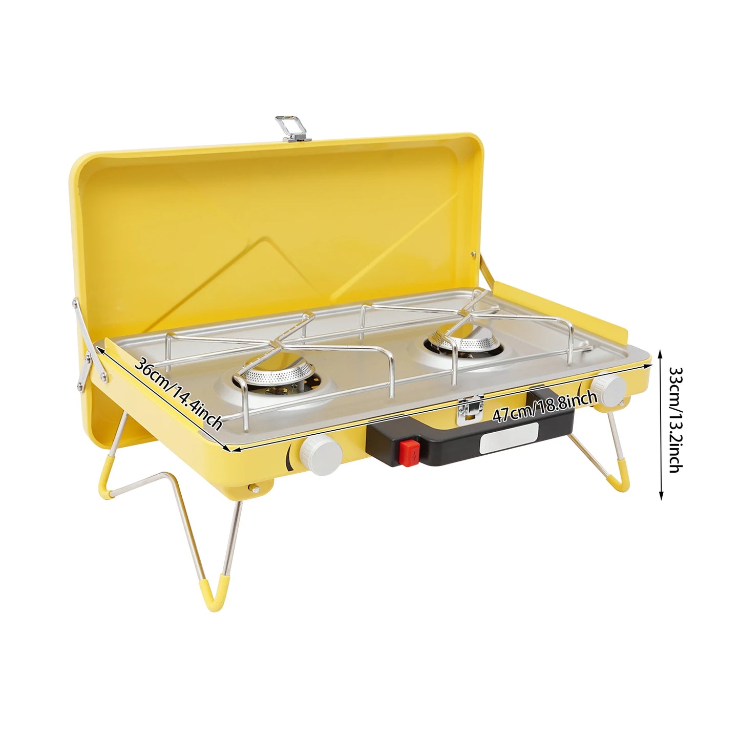 Portable Outdoor Propane Gas Stove Two Burners Windshield For Camping
