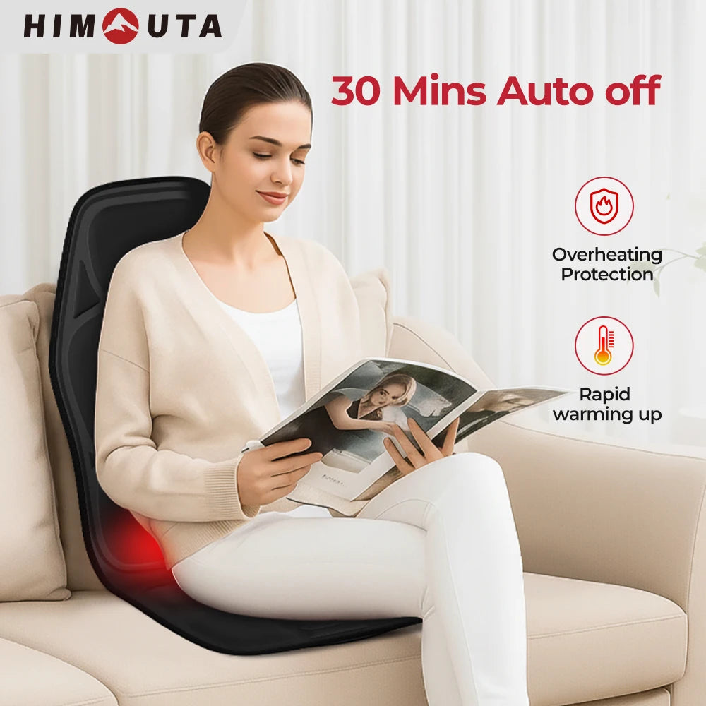 Electric Back Massager Full-Body Massage Chair Cushion Heated Vibrator Car Home Office Relaxation Lumbar Neck Mattress Chair Mat