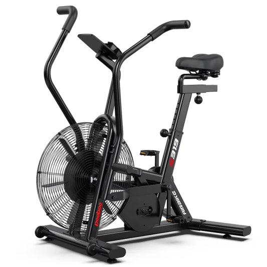 Pooboo Air-Resistance Exercise Fan Bike, Air Bike with Dual Acction Handlebars&Dual-Layer Transmission System, Stationary Bike with APP Connection for Home Gym HIIT Cardio Full Body Workout