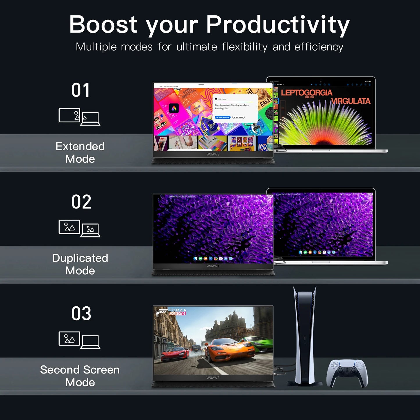 WUAWE Portable Laptop Monitor 1080P USB C HDMI HDR Travel Screen