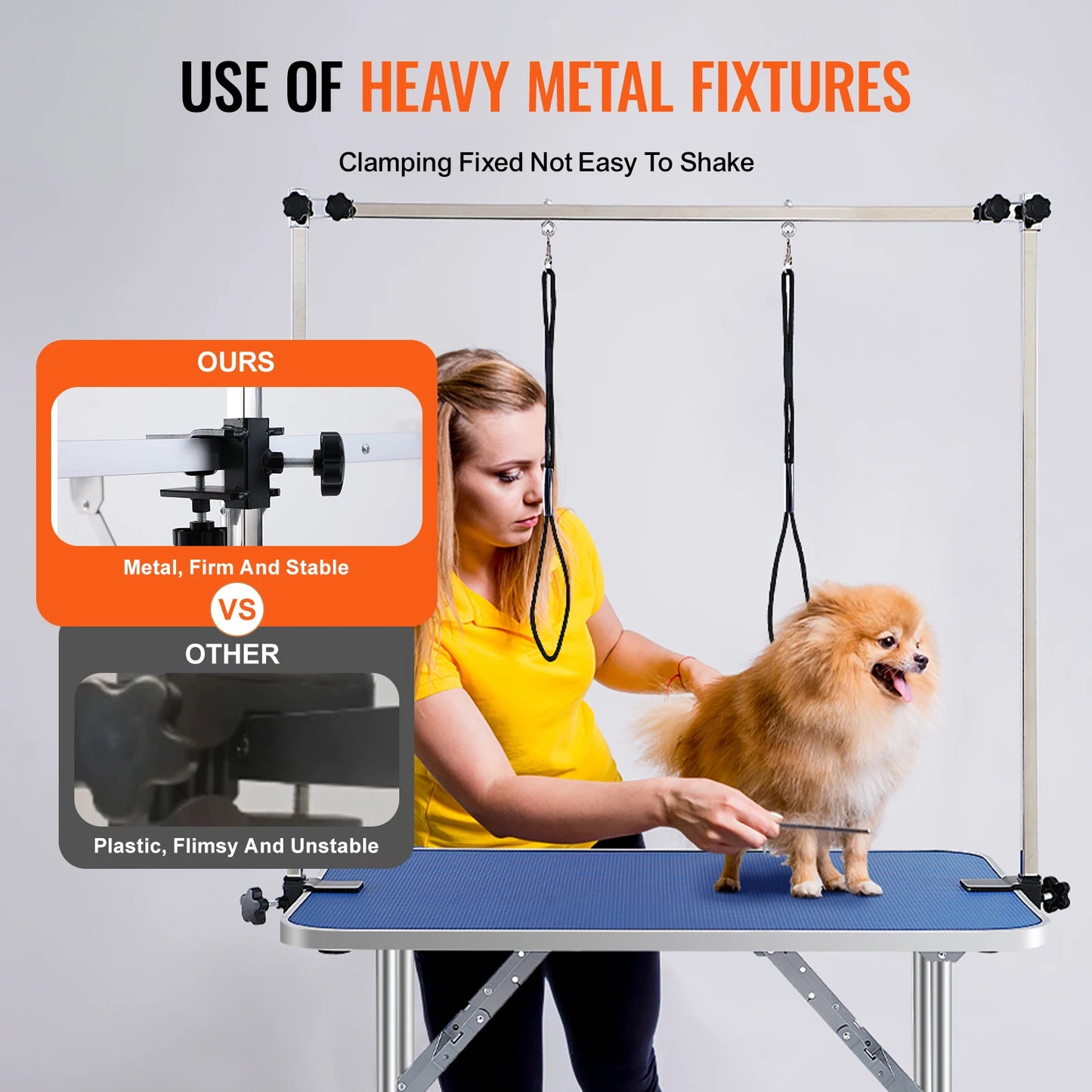Foldable Pet Grooming Table With Adjustable Arm And Clamp