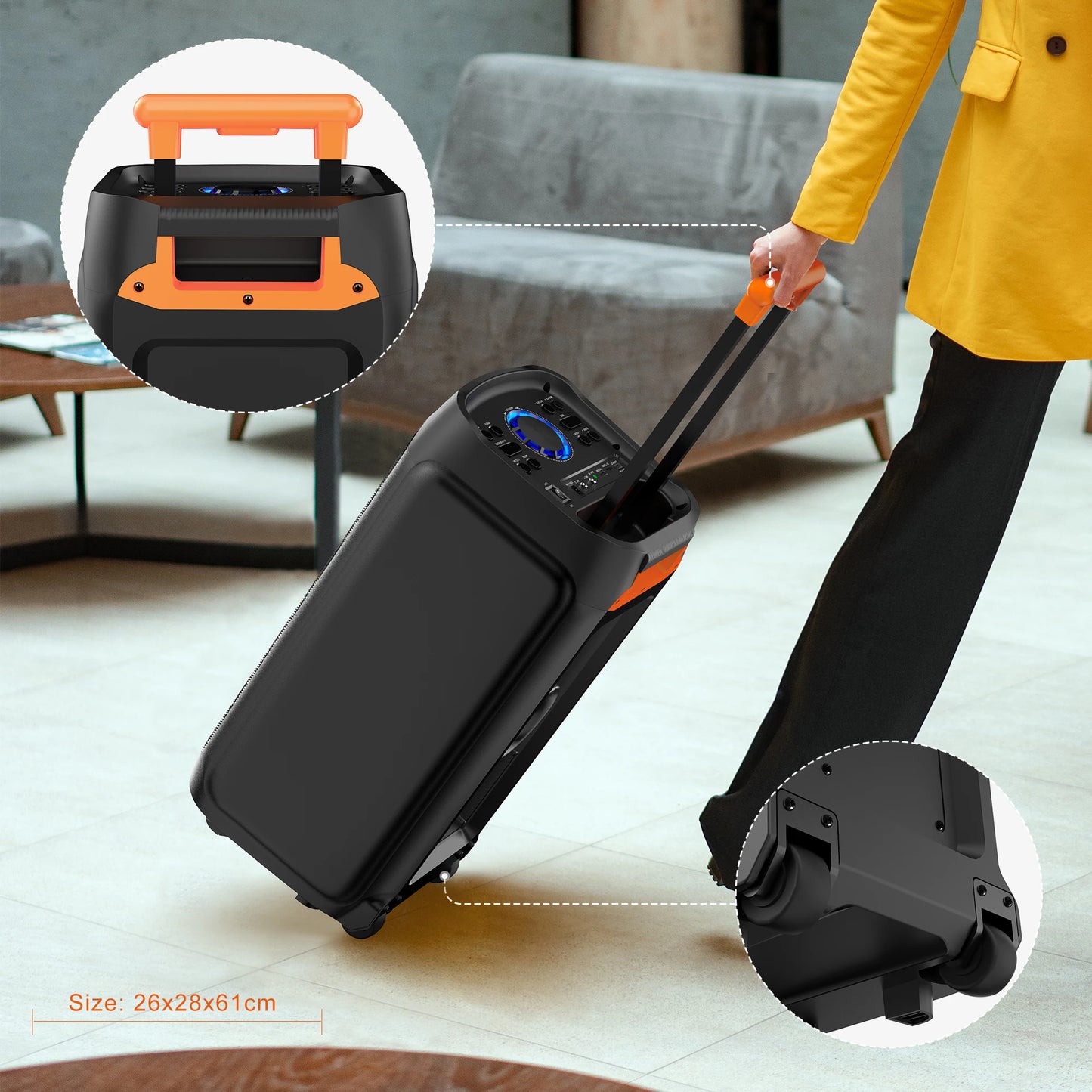 FanFun T9 Karaoke Machine With 2 Wireless Microphones Bluetooth Speaker