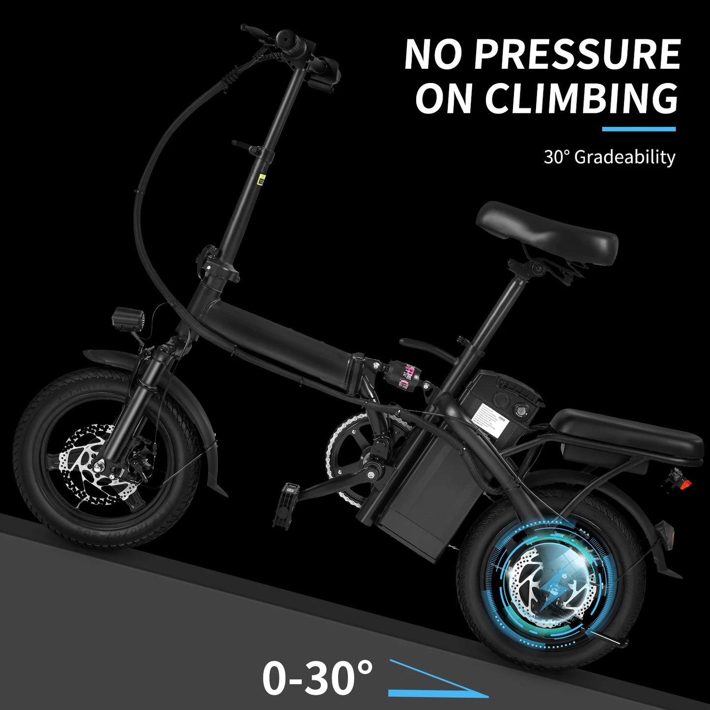Terrosor T1 Folding Electric Bike 500W 14Inches Dual Disc Brakes for Adult Commuters