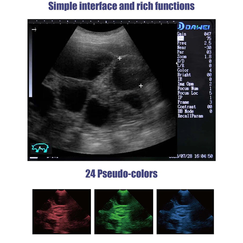 DAWEI Portable Veterinary Ultrasound Scanner for Farm Animals Pregnancy Testing