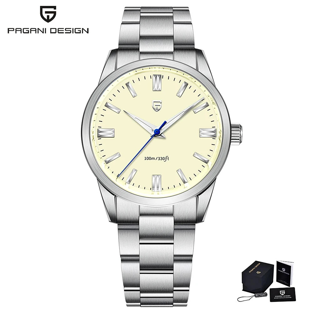 PAGANI DESIGN Men's Quartz Watch With Sapphire Crystal Stainless Steel