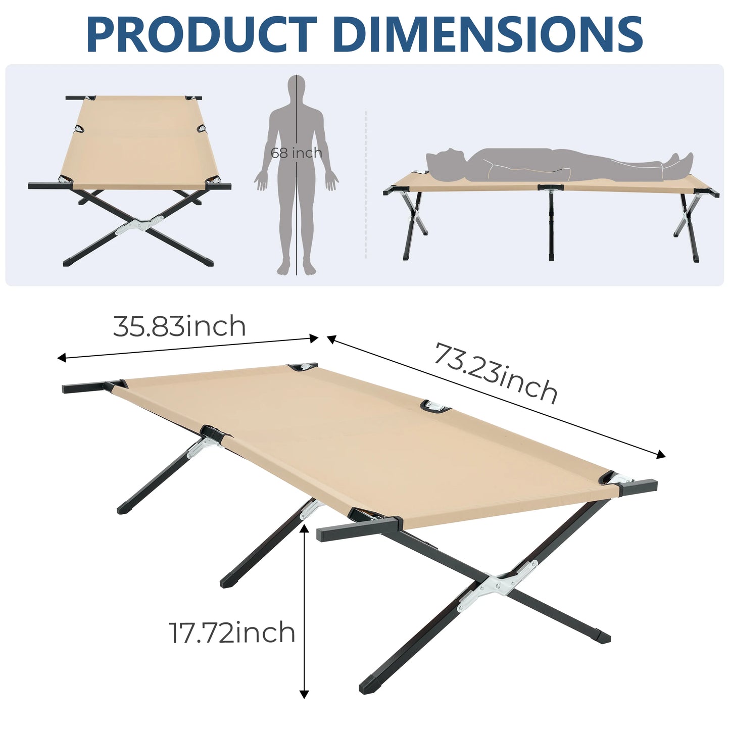 JHK Portable Folding Camping Cot With 300 LBS Capacity