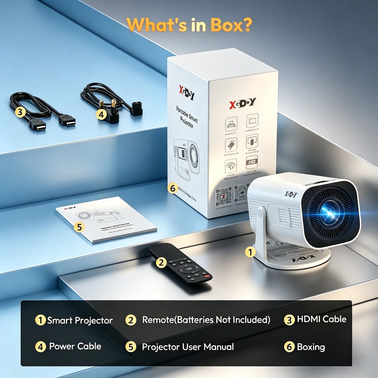 XGODY 4K LED Projector WiFi 6 Bluetooth 5.0 Home Theater