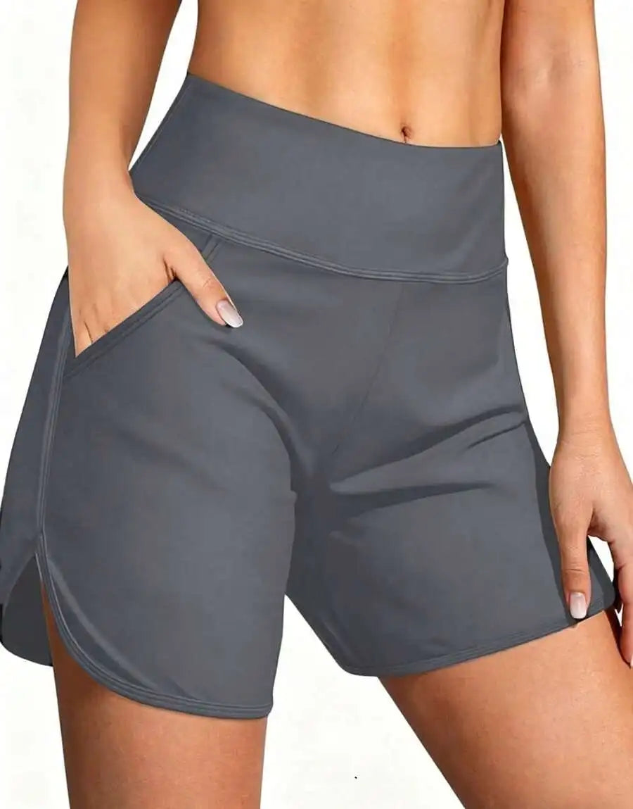 Womens Quick Dry High Waisted 5 Inch Swim Board Shorts With Liner And Pockets All Day Comfort