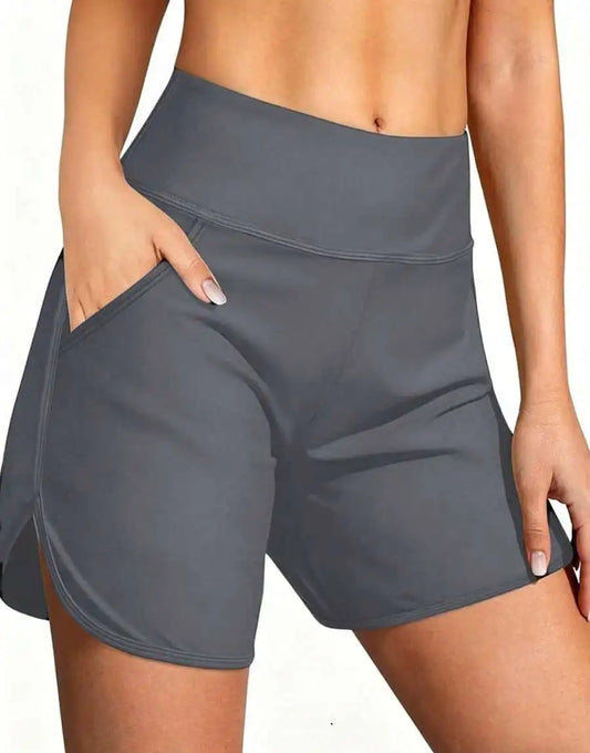 Womens Quick Dry High Waisted 5 Inch Swim Board Shorts With Liner And Pockets All Day Comfort