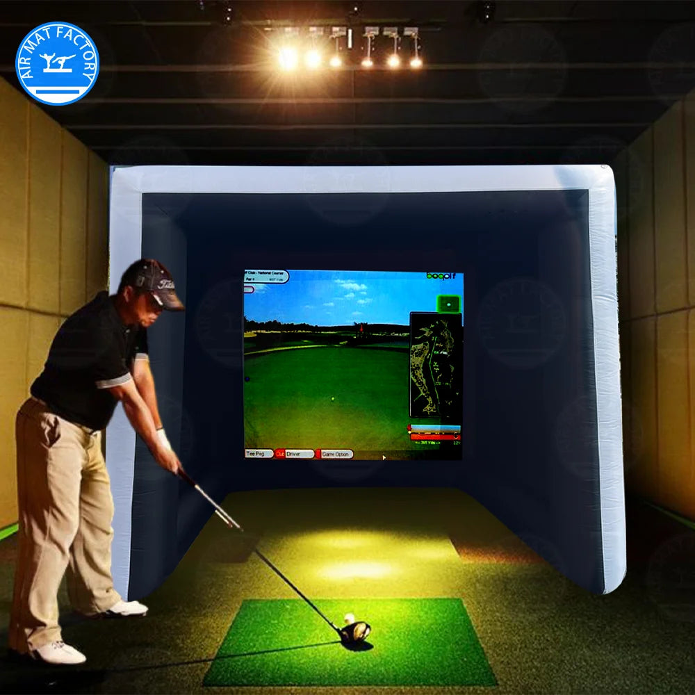 Inflatable Golf Simulator Training Cage With Built In Electric Fan