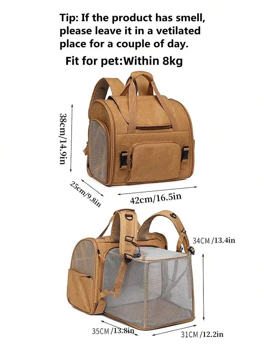 Pet bag, cat bag, portable pet carrier, pet carrier backpack, portable cat carrier - soft-sided cat carrier for medium-sized cats and small dogs up to 15 pounds, pet carrier bag