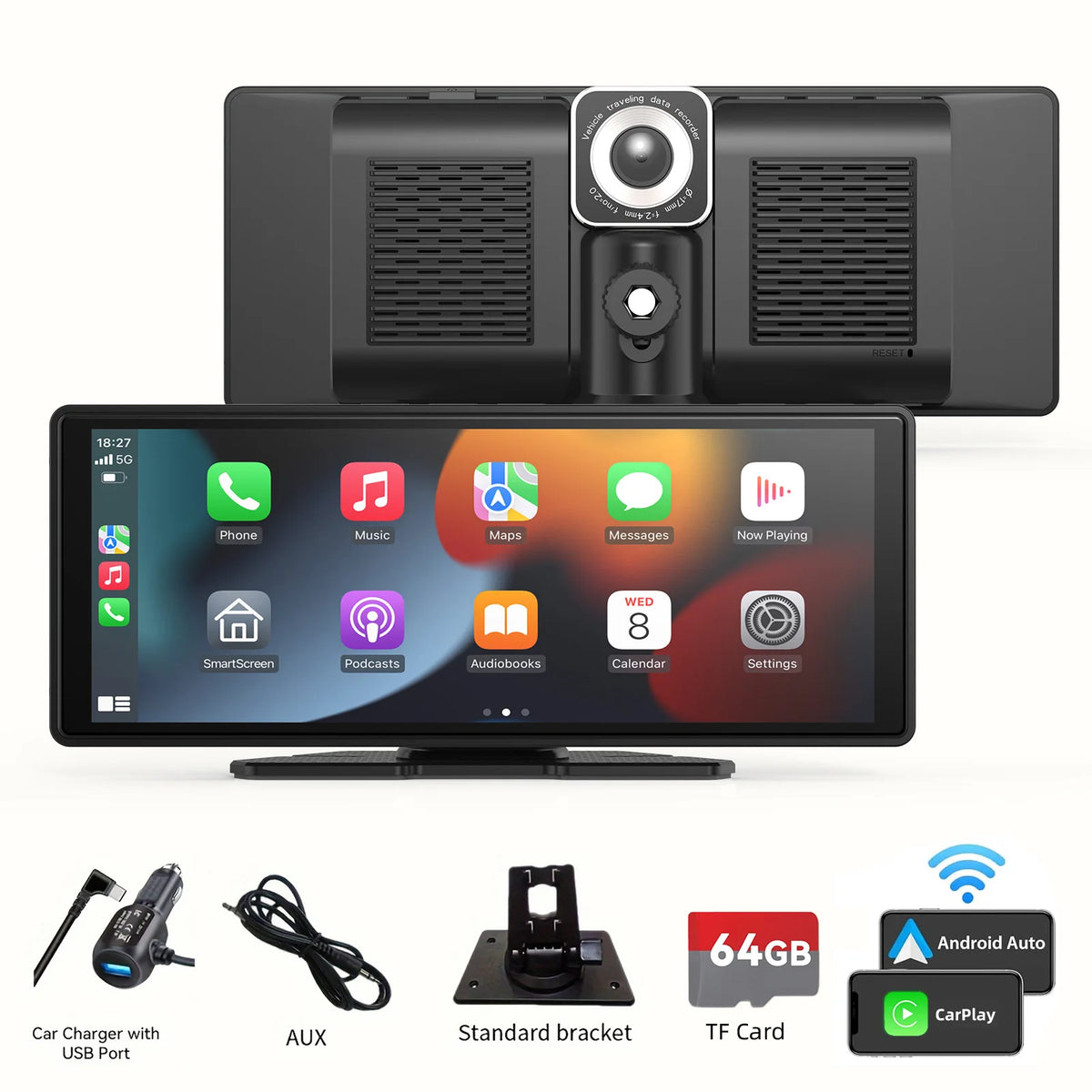 Portable Wireless Car Stereo With CarPlay Android Auto And Backup Camera