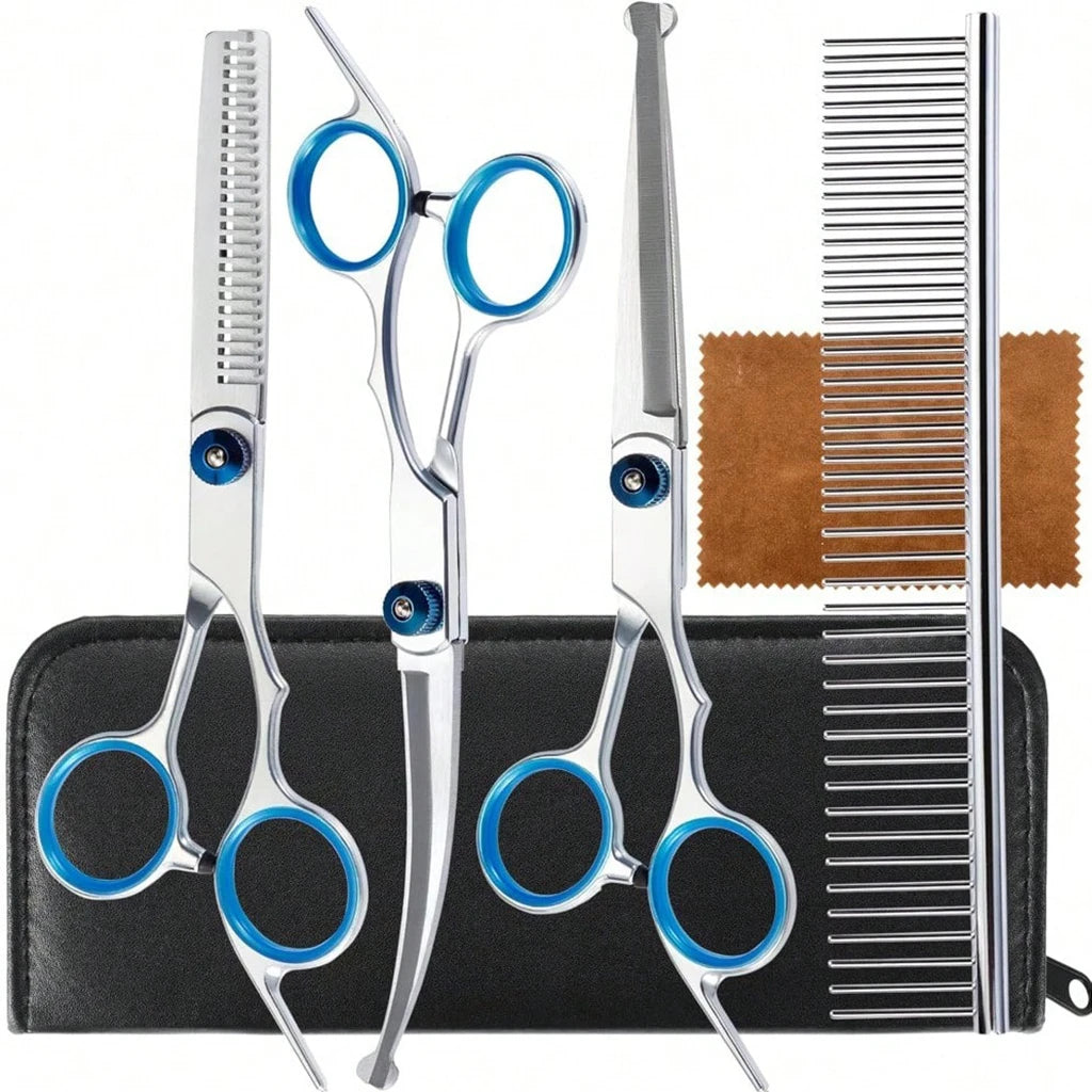 SHUYU Pet Grooming Scissors Kit Stainless Steel With Case