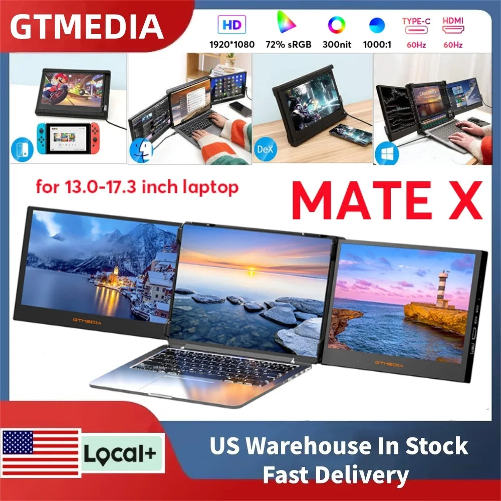 ECAMD Portable Monitor IPS 1920x1080 With USB Built-In Speaker