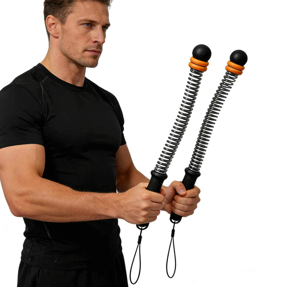 Battle Rope, Ropeless Jump Rope, Home Gym Fitness Battle Rope, Adjustable Weighted Strength Trainer, Silent Matte Black Orange, For Unisex Full Body Arm Endurance Workout, Small Space Indoor Exercise, Durable Anti-collision H