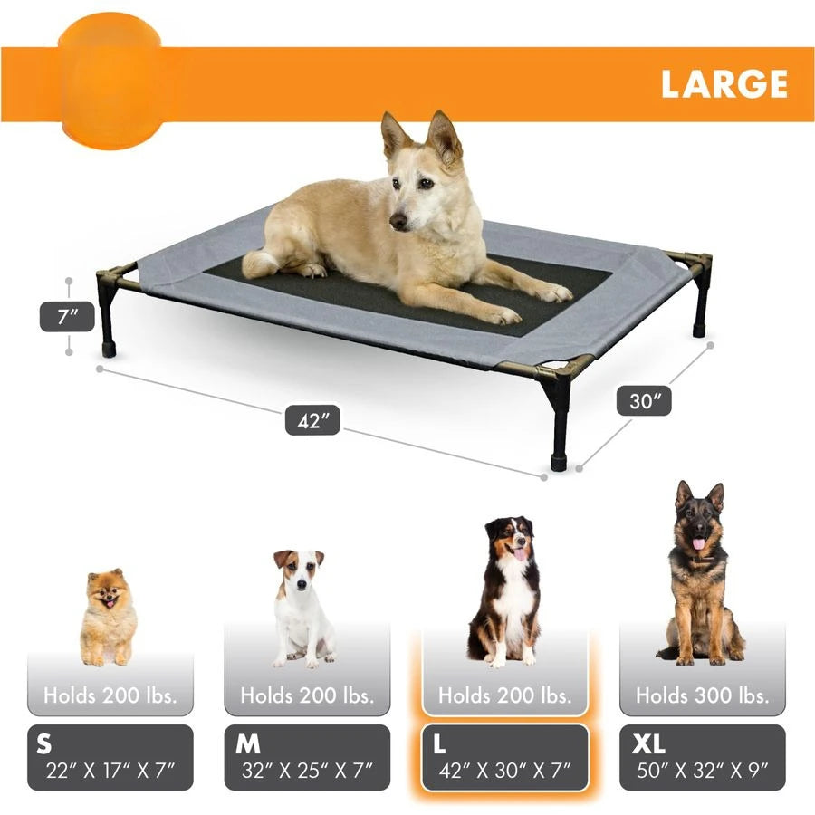 Elevated Outdoor Dog Bed For Large Dogs Breathable Cooling Mesh Washable Cover Raised Metal Frame