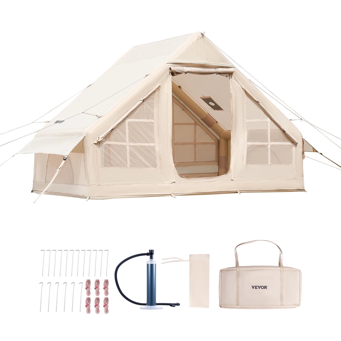 SucceBuy Inflatable Camping Tent With Hand Pump And Stove Jack