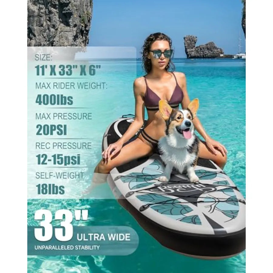 Inflatable Stand Up Paddle Board Ultra Stable Lightweight PVC Blue For Outdoor Water Sports Enthusiasts