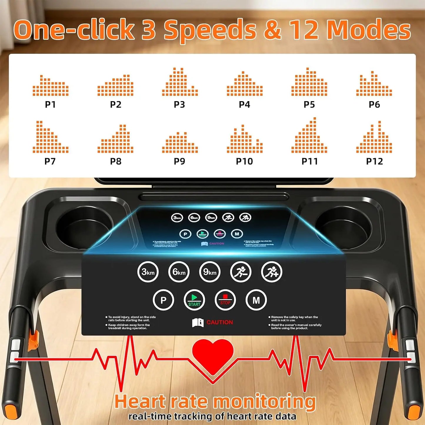 Foldable Walkpad Treadmill With 12 Incline And Led Display