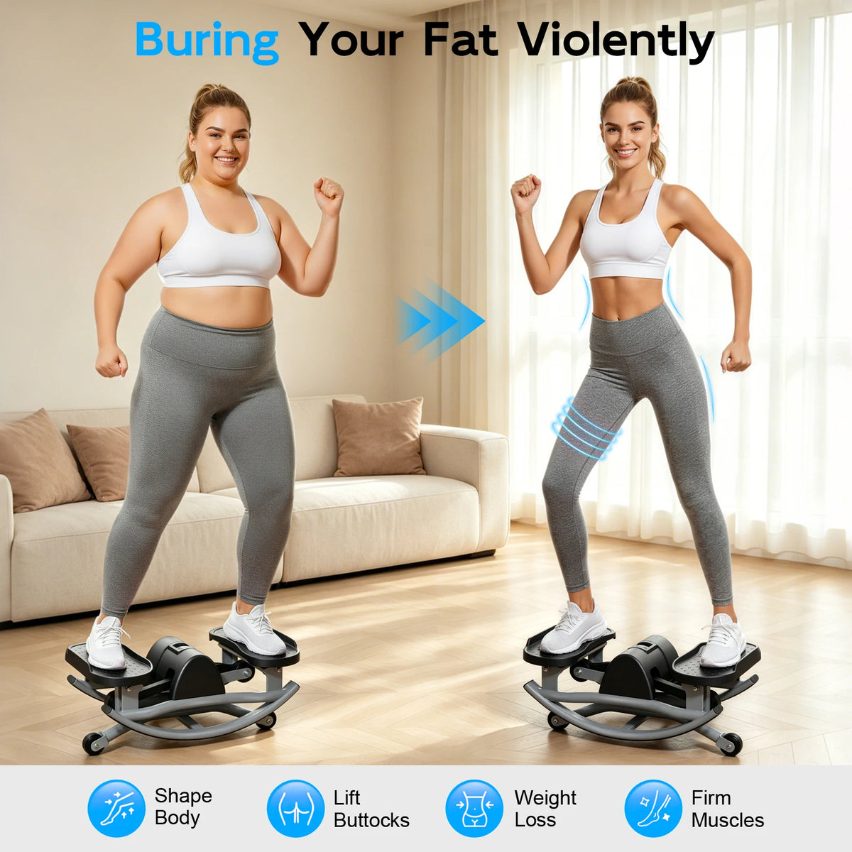 Twist Stepper Machine with Resistance Bands and Digital Display