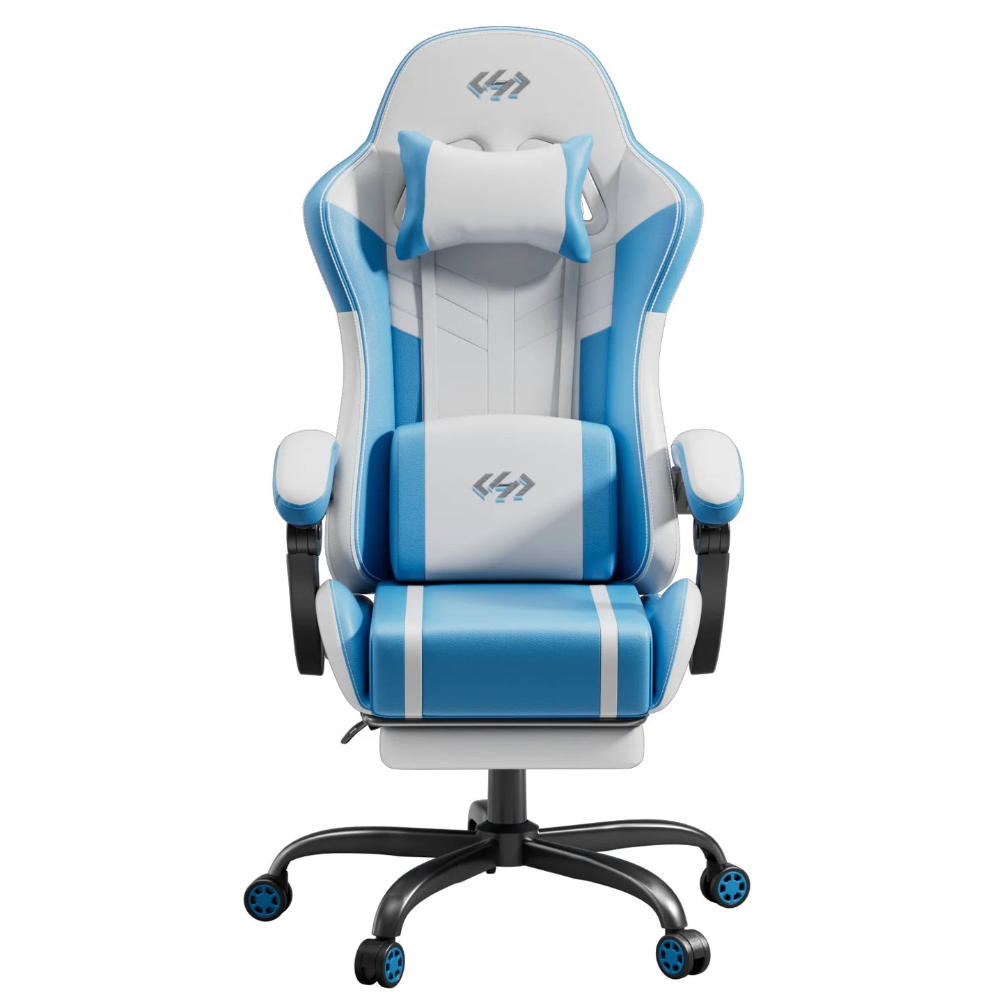 NEBMAAX Ergonomic Gaming Chair With Massage Footrest PU Leather