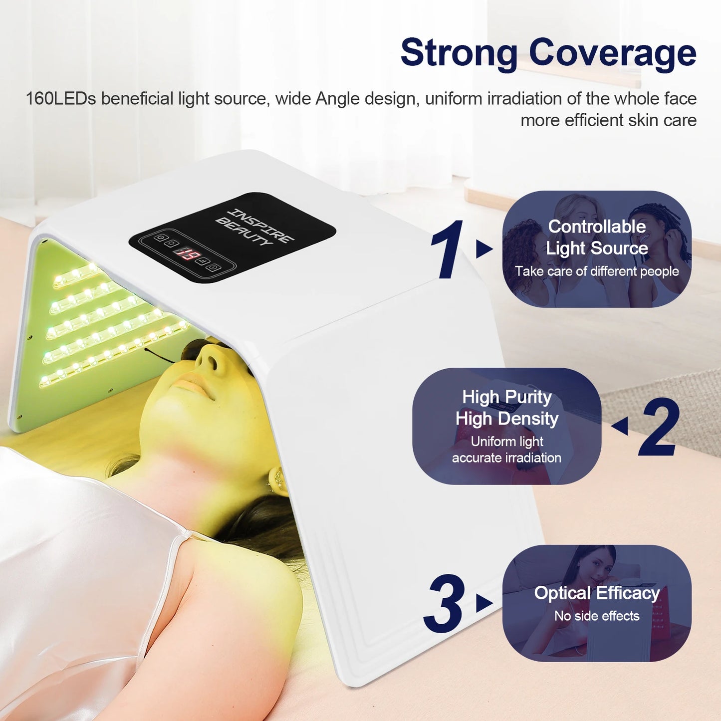 Foreverlily 7 Colors LED Photon Therapy Device Foldable Skin Rejuvenation Light Facial Therapy For Home Use
