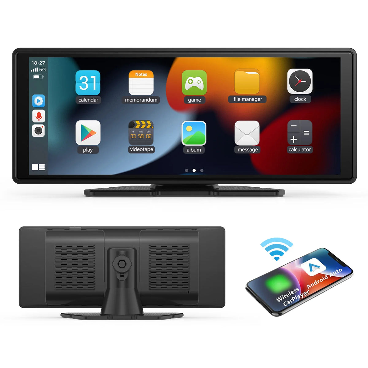 Portable Wireless Car Stereo With CarPlay Android Auto And Backup Camera